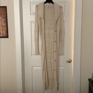 Long button up sweater